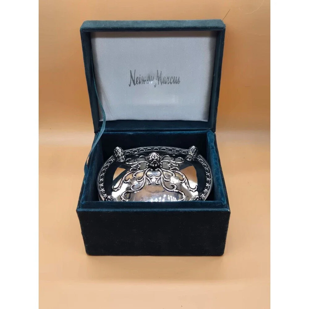 Vtg. Neiman Marcus Silverplate Lidded /Felted Jewelry Box (MT-1)